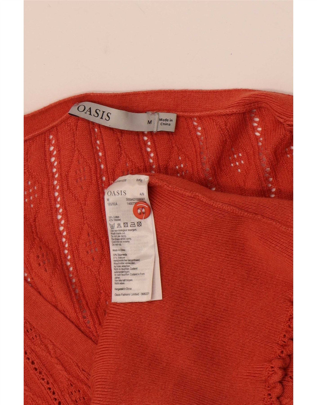 Oasis Damen-Strickjacke in Übergröße, UK 14, mittelorange Baumwolle