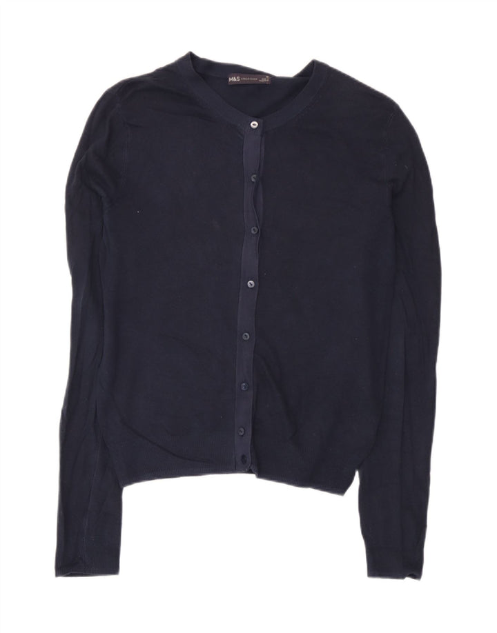 Marks & Spencer Damen-Cardigan-Pullover UK 10 Small Marineblaue Viskose