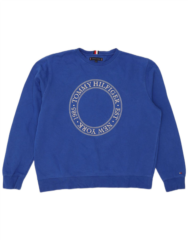 Tommy Hilfiger Herren Grafik-Sweatshirt-Pullover XL, blaue Baumwolle