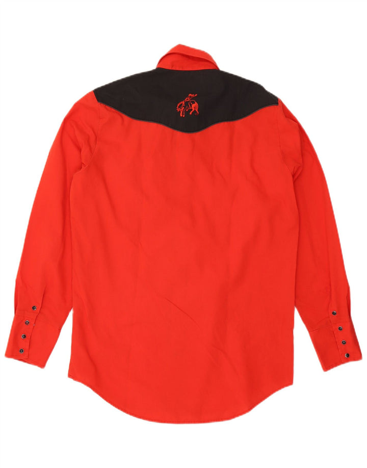 Vintage Herren Westernhemd Mittelrotes Colourblock-Polyester