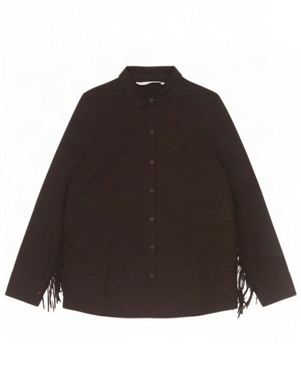 Zara Damen Hemdbluse UK 14 Medium Schwarz