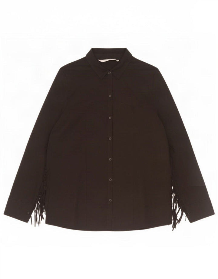 Zara Damen Hemdbluse UK 14 Medium Schwarz