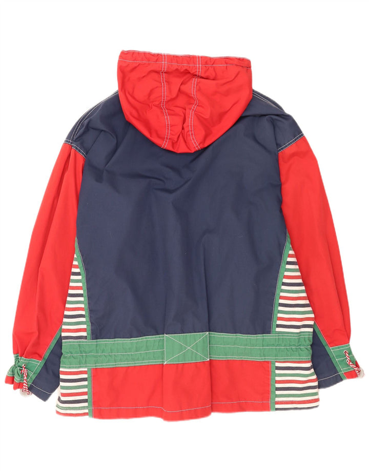 Vintage Damen-Windbreakerjacke mit Kapuze, übergroß, EU 46, XL, Rot, Farbblock