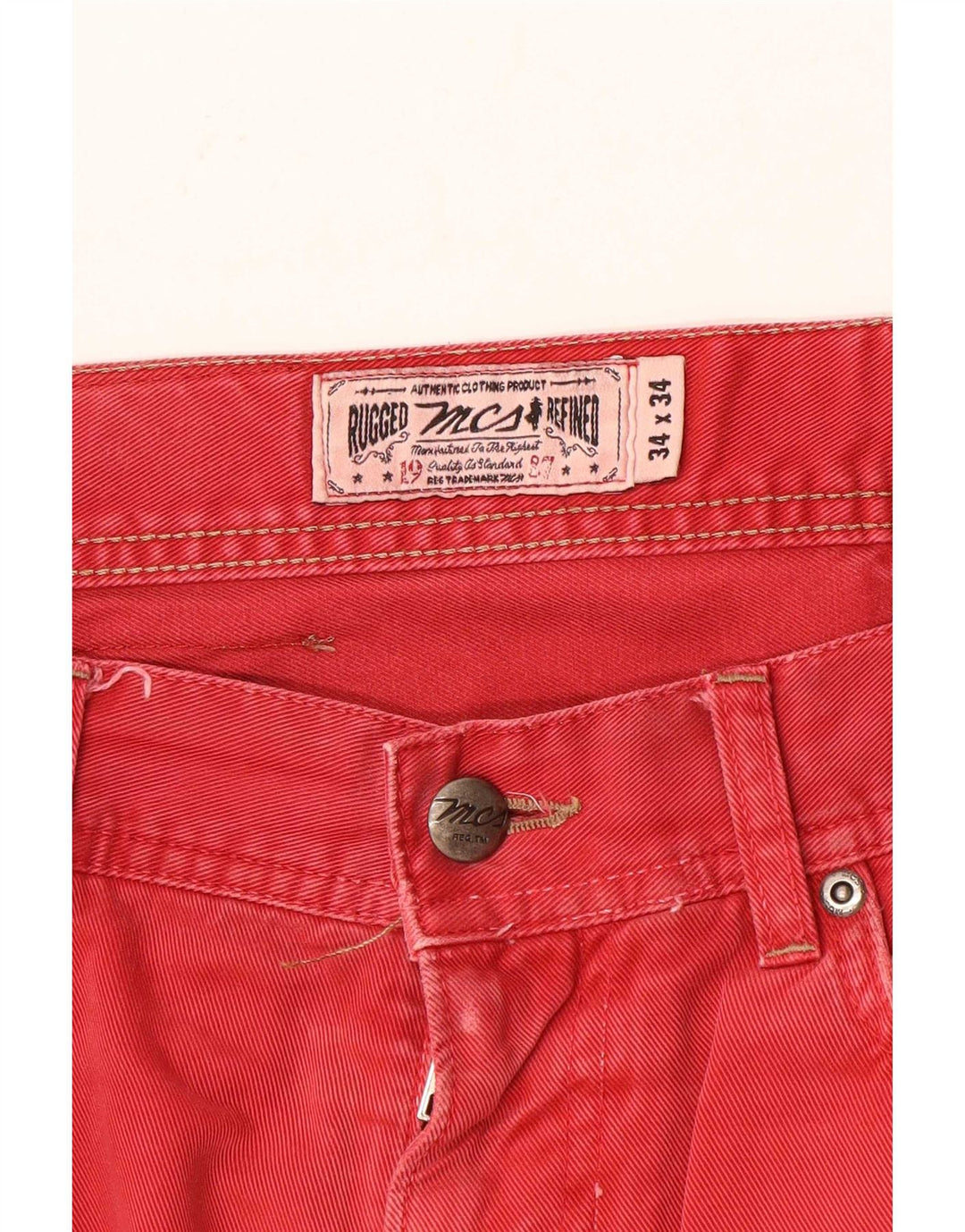 Marlboro Classics Herren-Jeans, reguläre Passform, gerade Passform, W34, L31, Rot