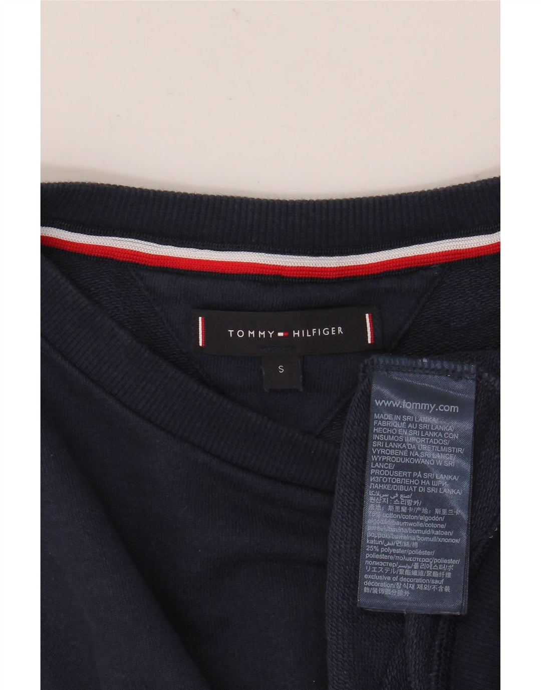 TOMMY HILFIGER Herren-Sweatshirt mit Grafik, Größe S, marineblaue Baumwolle