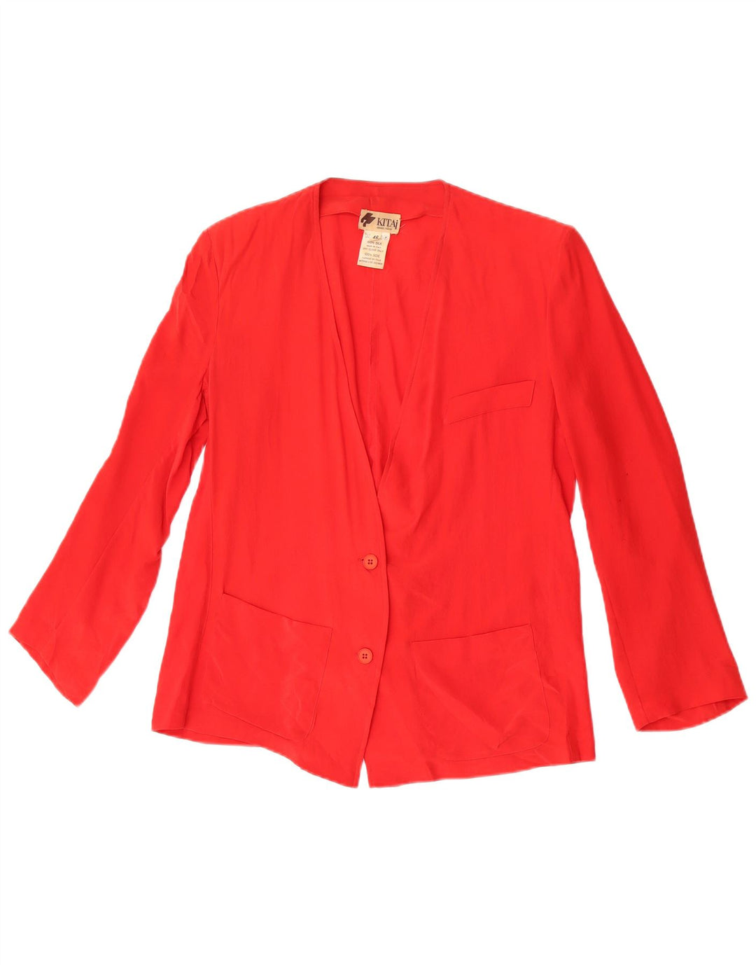 Vintage Damen 2-Knopf-Blazerjacke IT 46 Große rote Seide