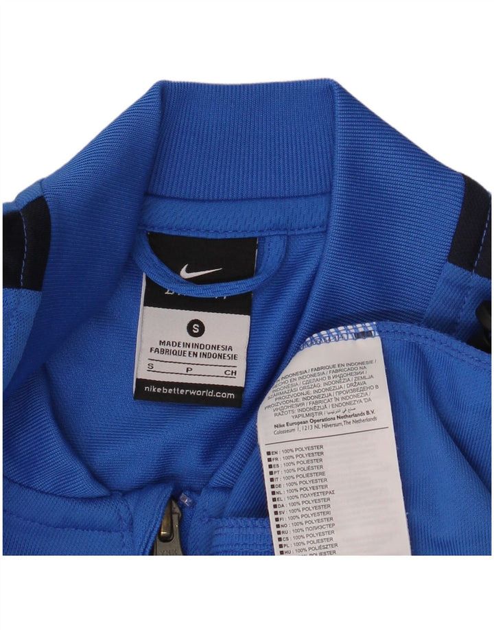 NIKE Mens Dri Fit Tracksuit Top Jacket Small Blue Colourblock Polyester
