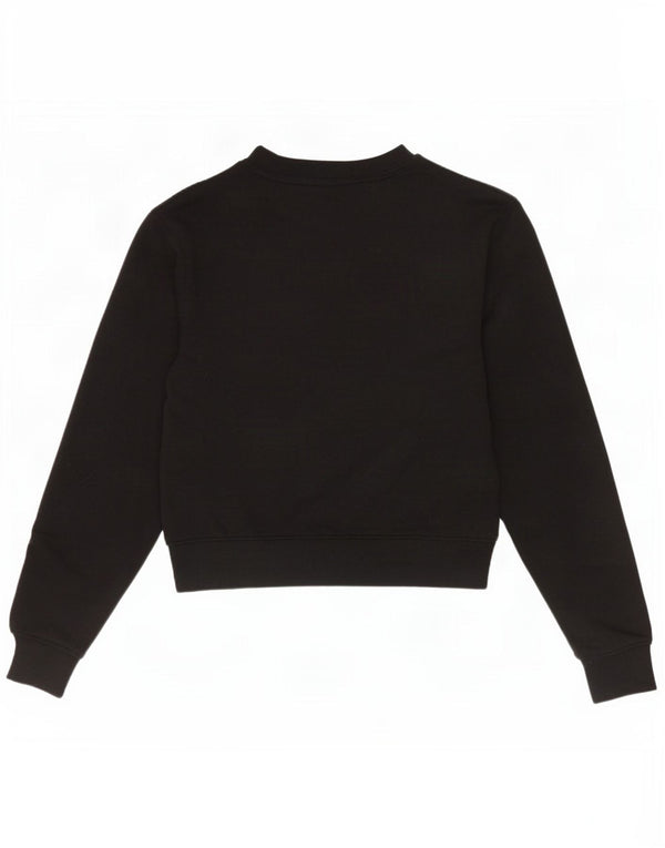 Guess Womens Graphic Loose Fit Sweatshirt Pullover UK 6 XS Schwarz Baumwolle