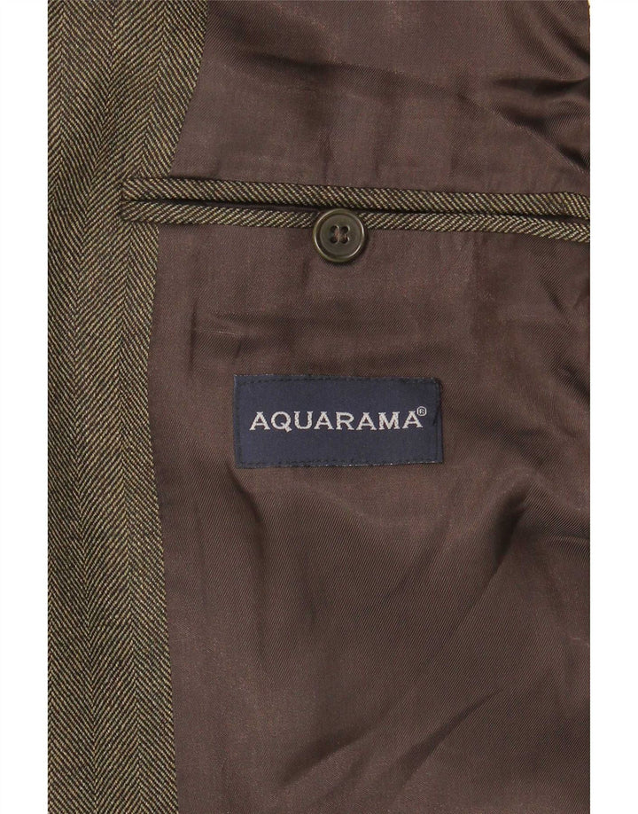 Aquarama Herren-Blazer mit 3 Knöpfen, IT 50, große grüne Schurwolle