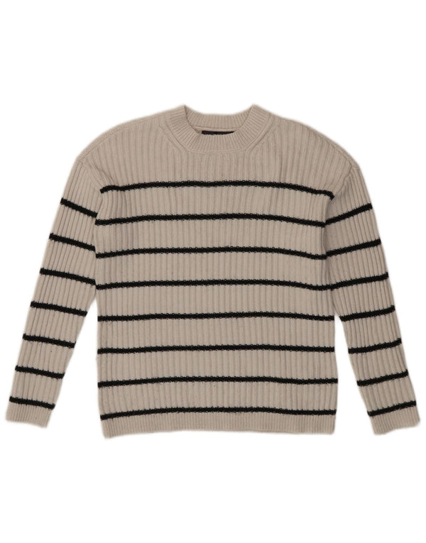 Marks & Spencer Damen-Pullover mit Rundhalsausschnitt, Gr. 6, XS, weiß gestreift