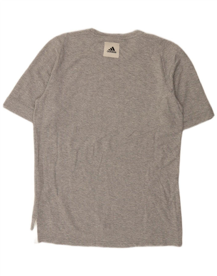 Adidas Herren Grafik-T-Shirt-Oberteil aus mittelgrau gefleckter Baumwolle