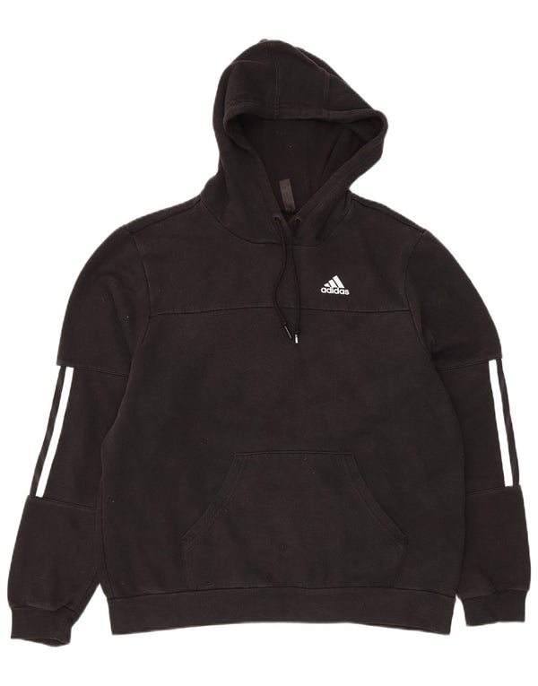 Adidas Womens Oversized Hoodie Jumper UK 4/6 XS Black Cotton