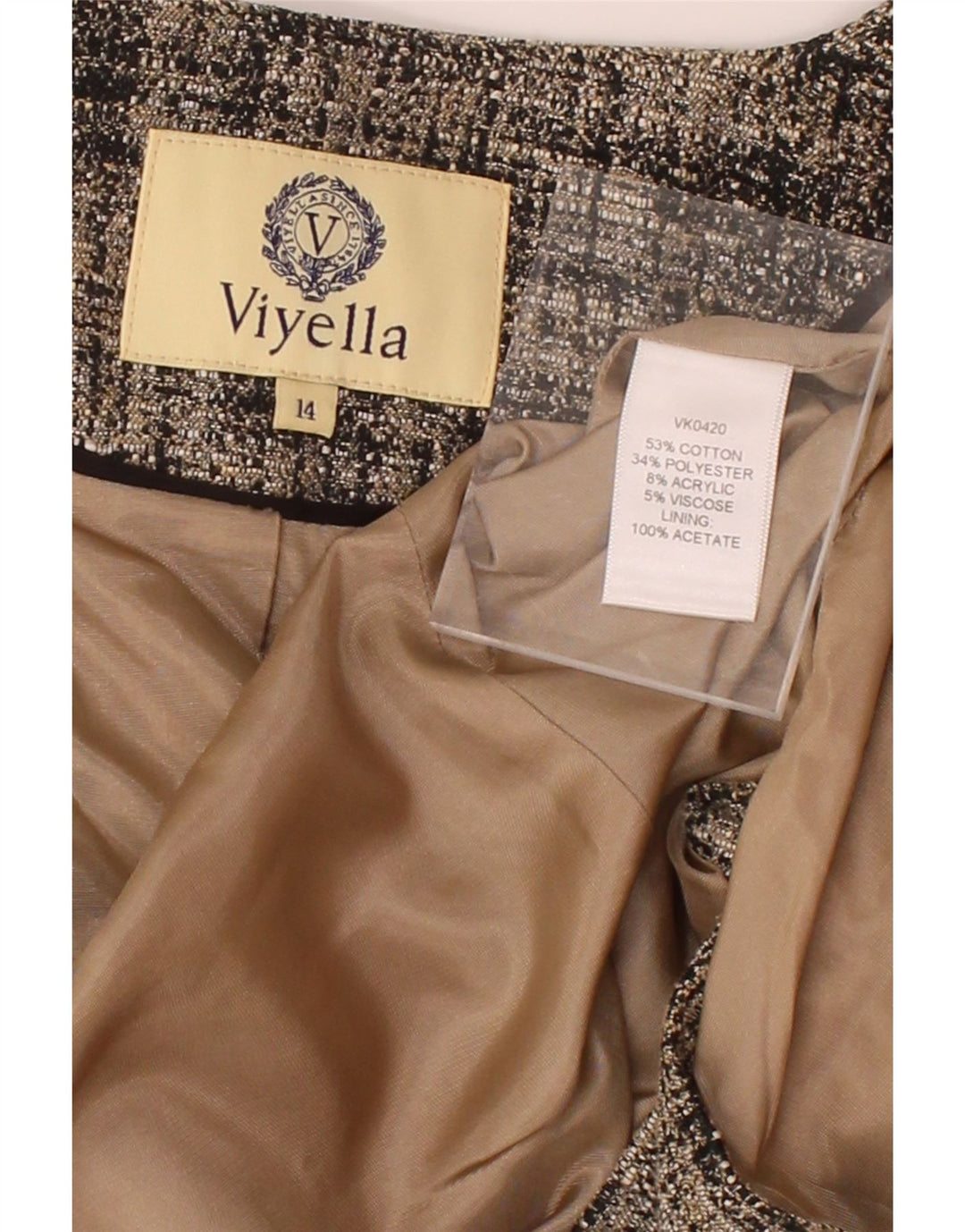 VIYELLA Womens 1 Button Blazer Jacket UK 14 Large  Grey Flecked Cotton Vintage Viyella and Second-Hand Viyella from Messina Hembry 