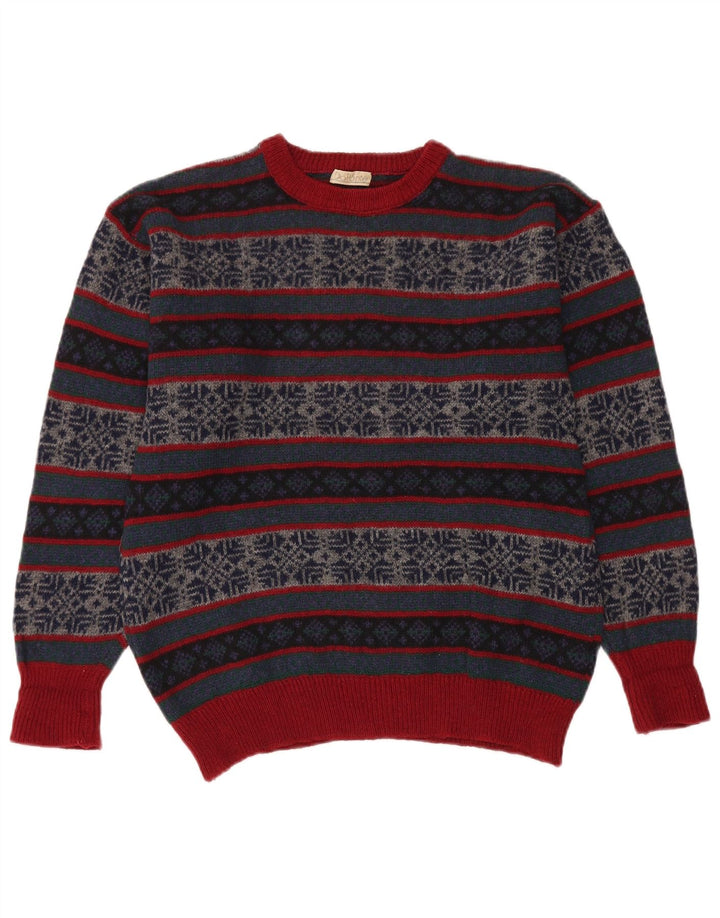 VINTAGE Herren-Pullover mit Rundhalsausschnitt, mittelgroß, mehrfarbig, Fair Isle