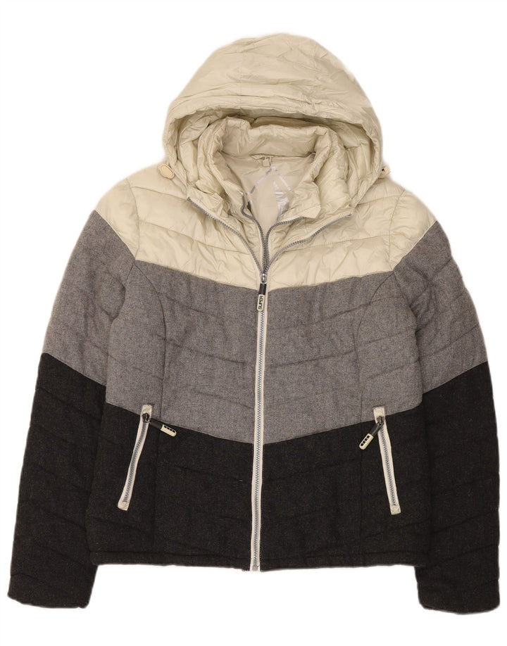 Superdry Damen Wattierte Jacke mit Kapuze UK 18 XL Mehrfarbiger Farbblock
