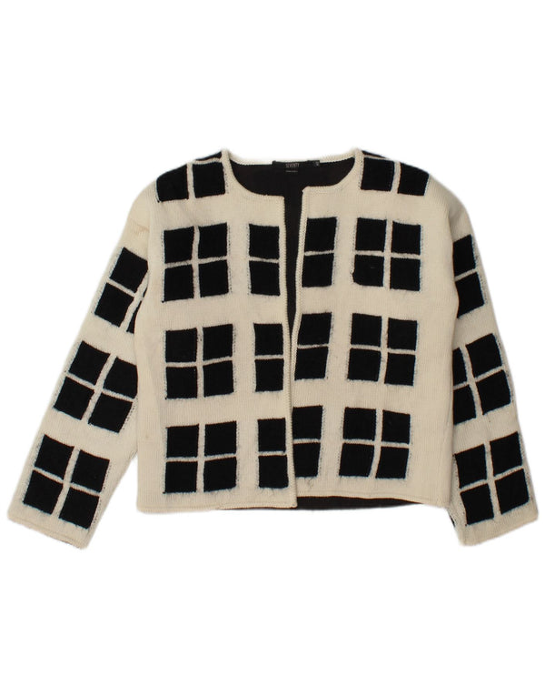 Seventy Damen Crop Open Cardigan Pullover IT 42 Medium Off White Geometrisch