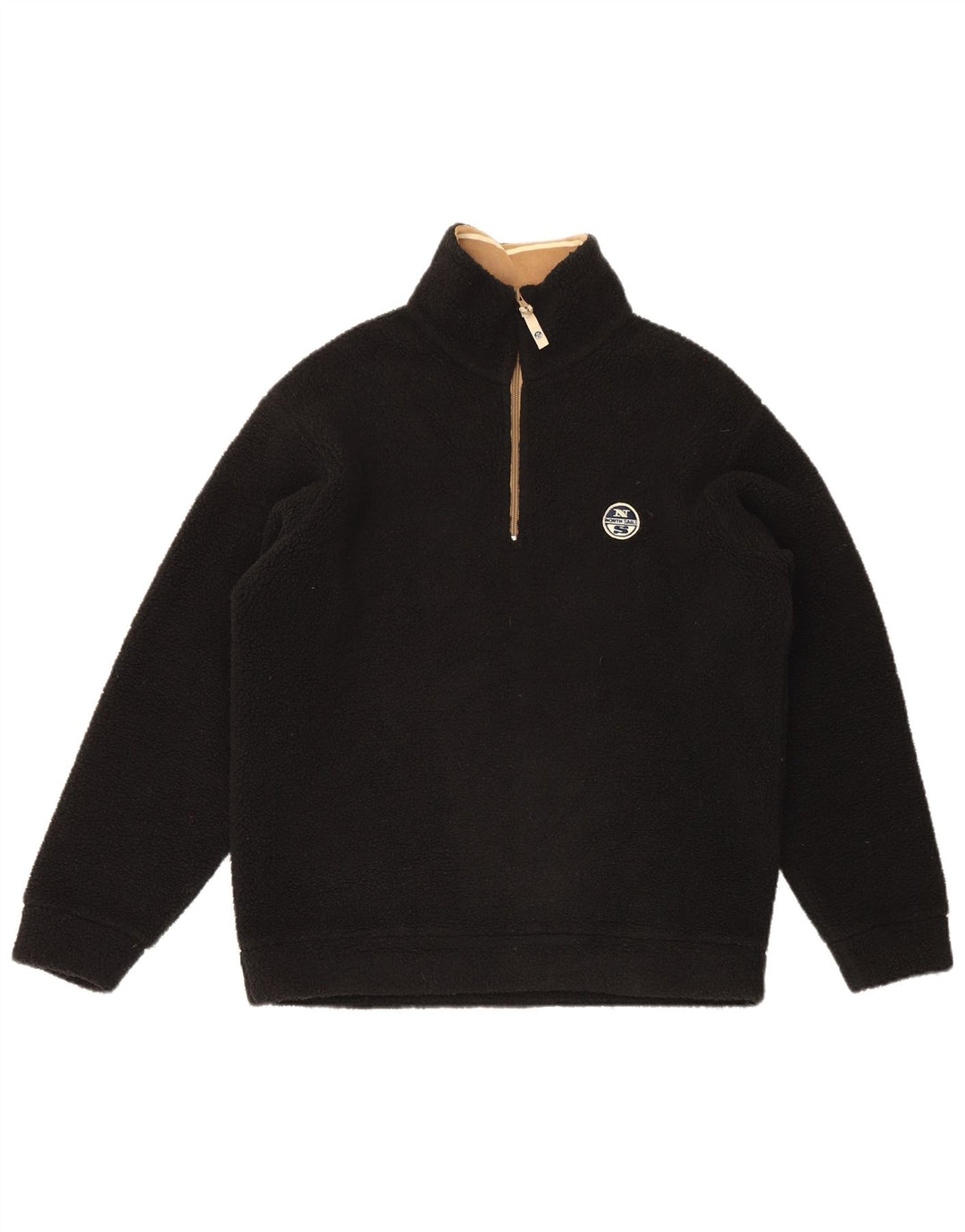 North Sails Herren-Fleecepullover mit Reißverschluss am Hals, Größe S, Schwarz, Polyester