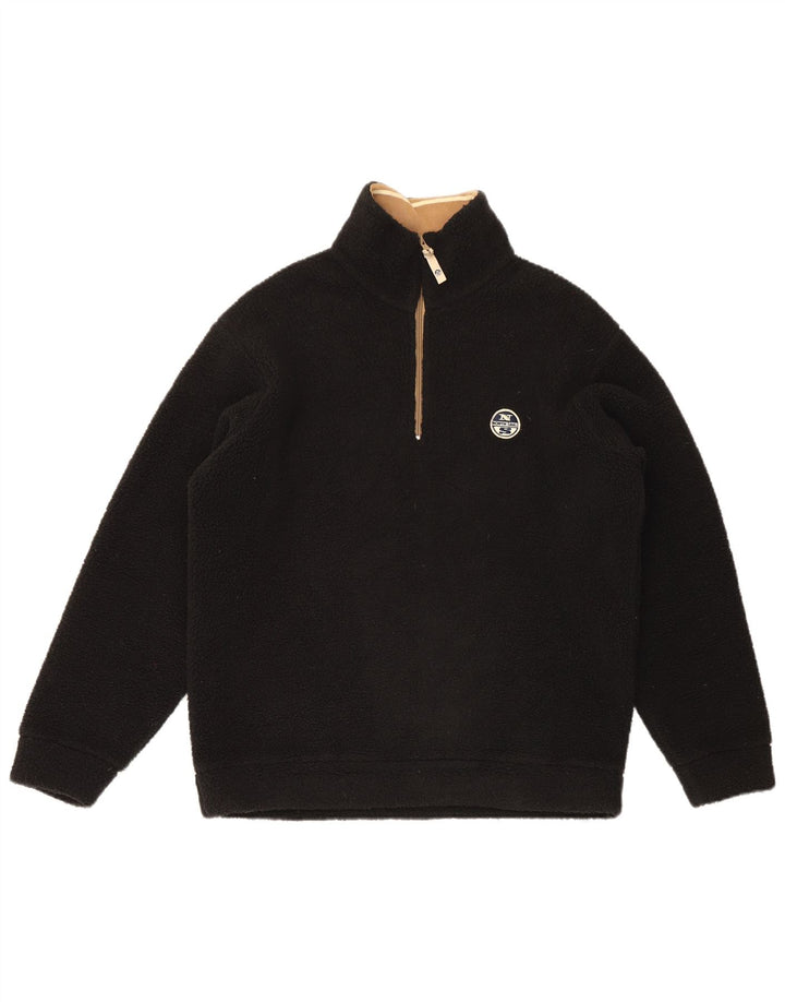 North Sails Herren-Fleecepullover mit Reißverschluss am Hals, Größe S, Schwarz, Polyester