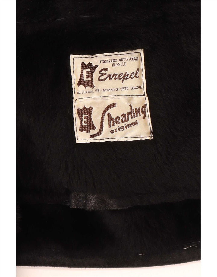 Vintage Herren Shearling Jacke UK 42 XL Schwarz