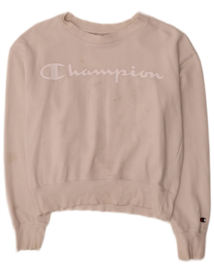 Champion Damen-Sweatshirt mit Grafik, UK 14, mittelweiße Baumwolle