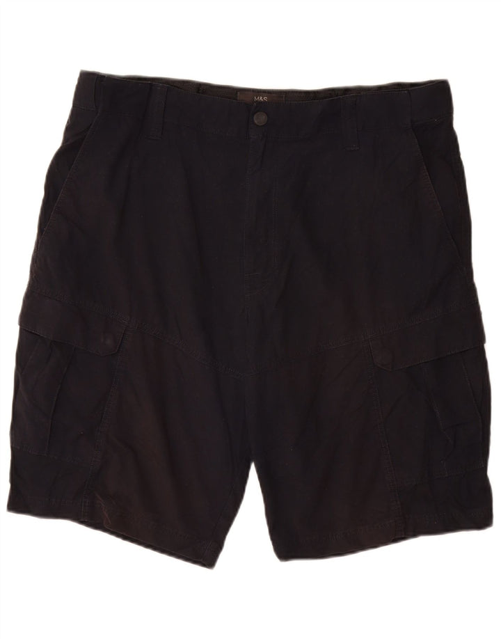 Marks & Spencer Herren Cargoshorts W36 Large Schwarz Baumwolle
