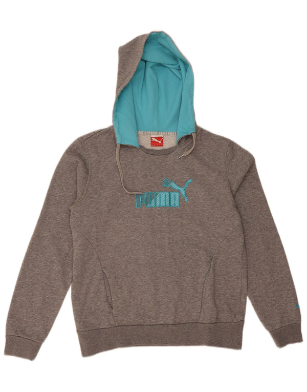 PUMA Damen Graphic Hoodie Pullover UK 16 Large Grau meliert