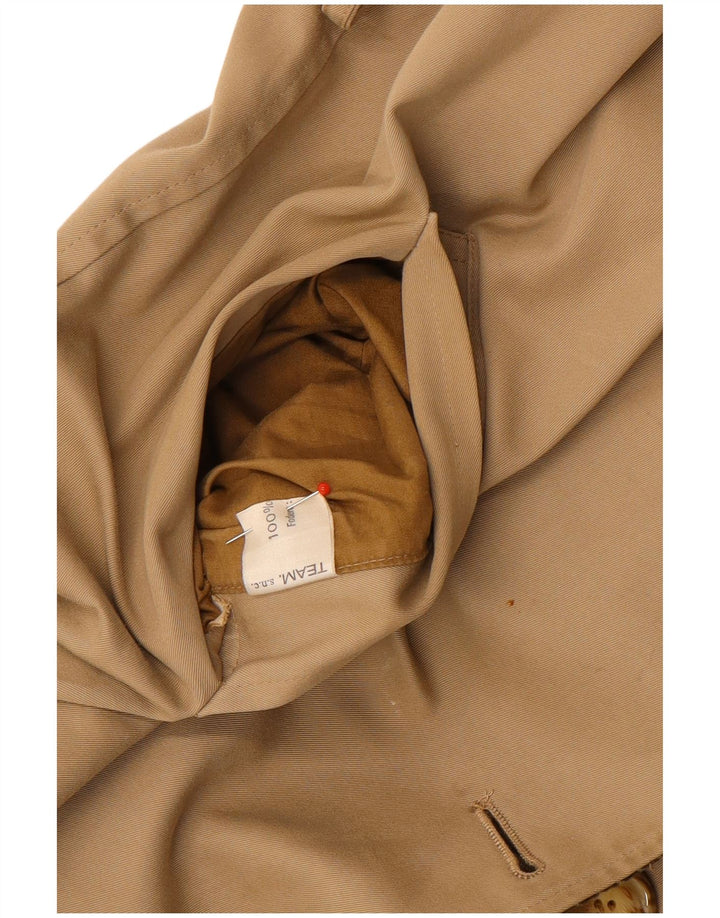 Vintage Damen Wendemantel UK 14 Mittelbeige karierte Baumwolle