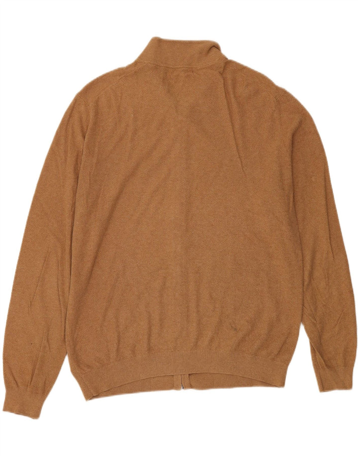 MASSIMO DUTTI Herren-Strickjacke, groß, braune Baumwolle