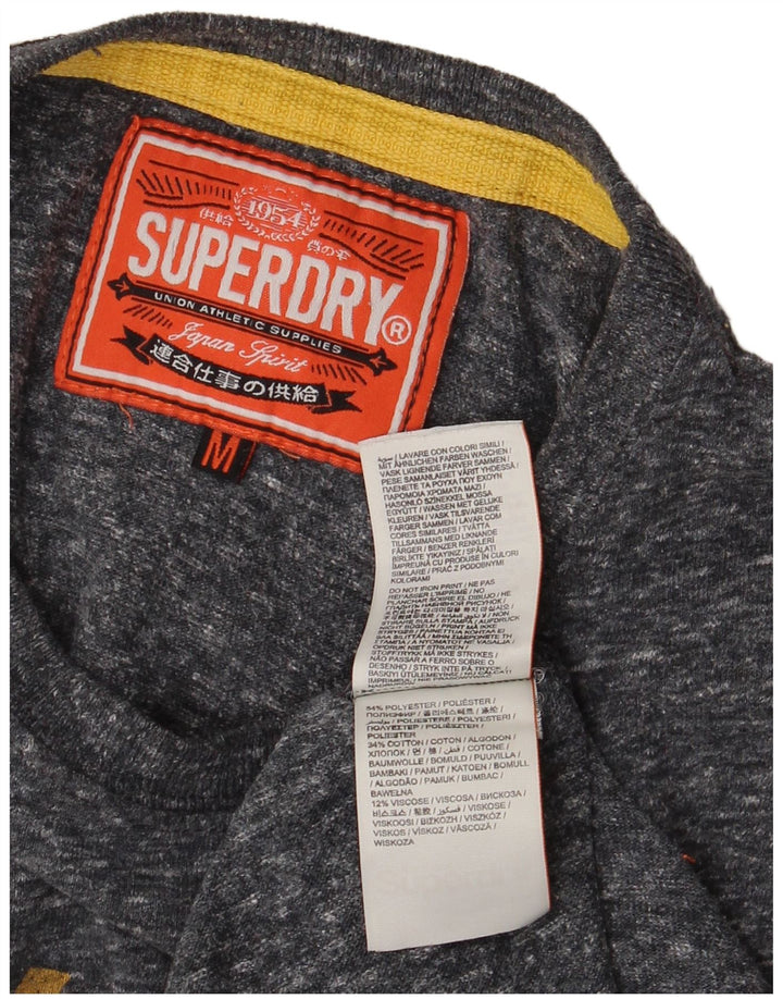 SUPERDRY Herren Grafik-T-Shirt-Oberteil aus mittelgrau gesprenkelter Baumwolle