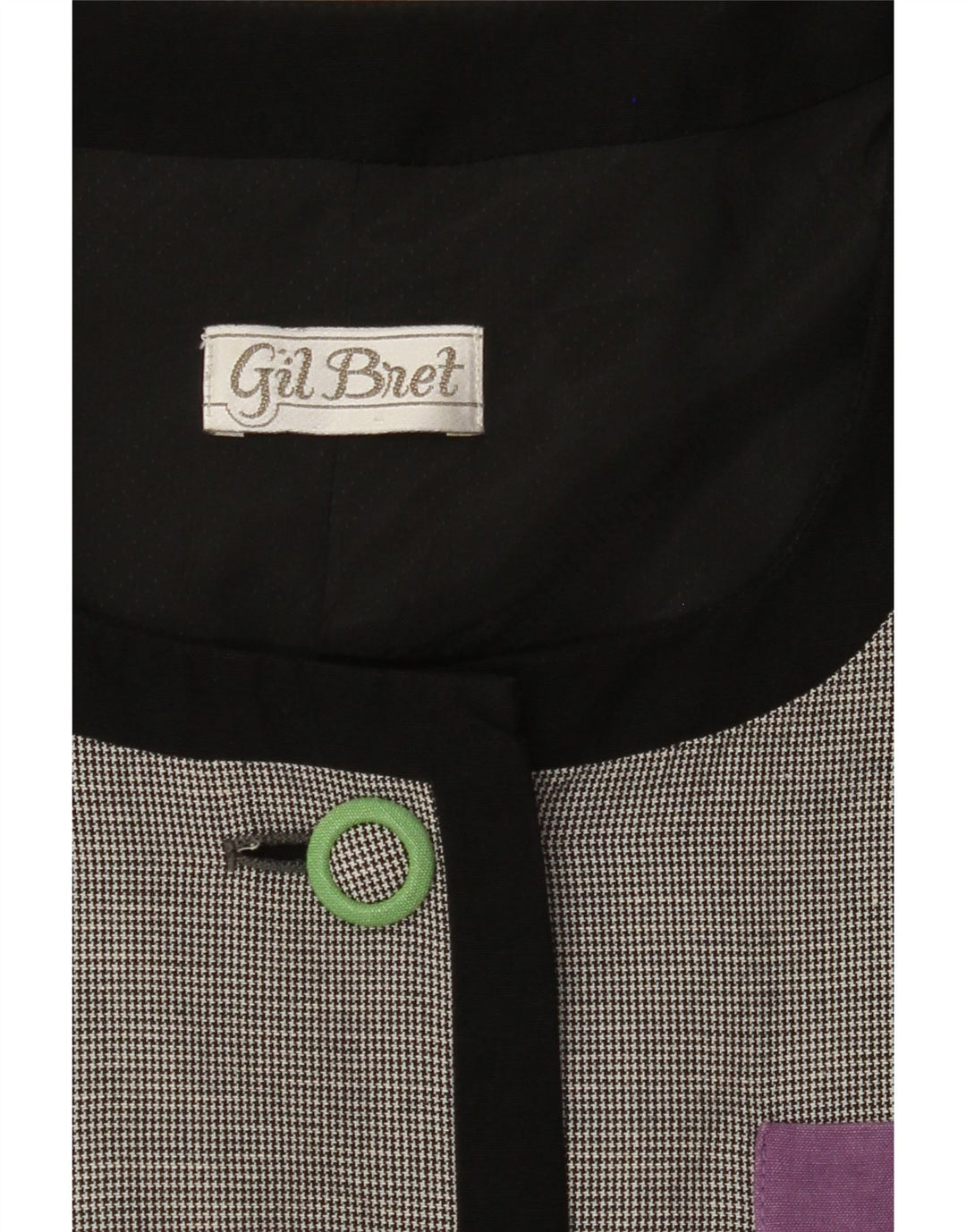 GIL BRET Womens Short Sleeve Blazer Jacket UK 16 Large Black Houndstooth Vintage Gil Bret and Second-Hand Gil Bret from Messina Hembry 