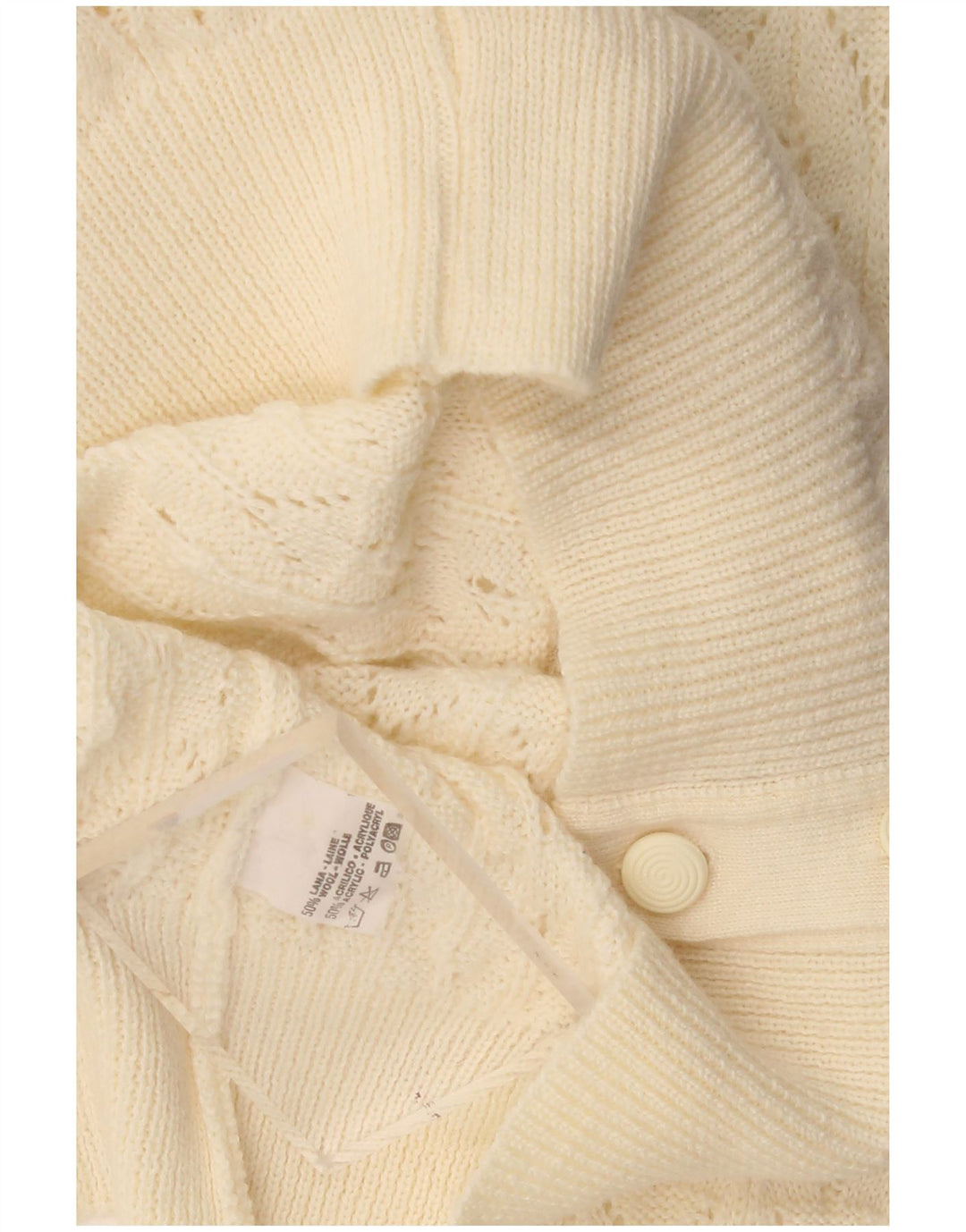 Vintage Damen Cardigan Pullover UK 16 Große Beige Wolle