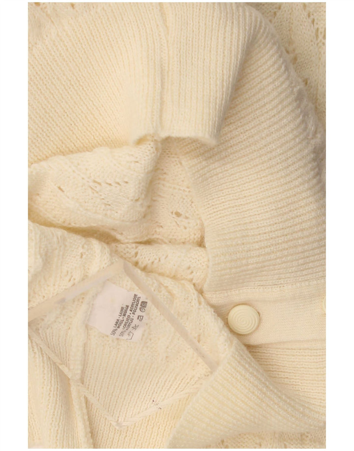 Vintage Damen Cardigan Pullover UK 16 Große Beige Wolle
