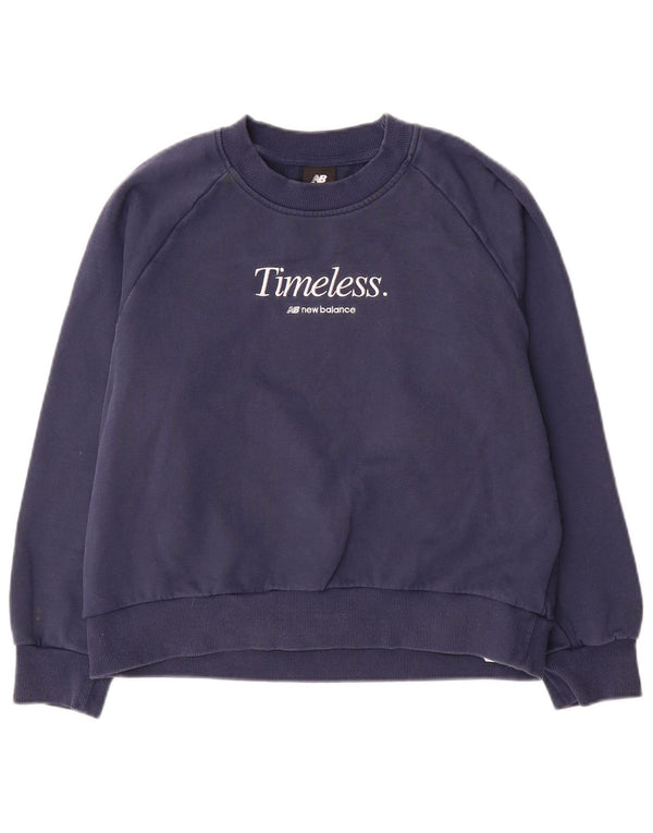 New Balance Grafik-Sweatshirt für Damen, UK 10, Größe S, Marineblau, Baumwolle