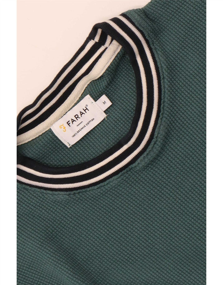 Farah Herren-Sweatshirt-Pullover, mittelgrün, gestreift, Baumwolle