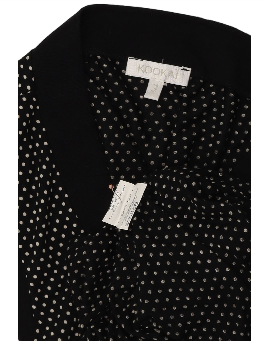 KOOKAI Damen-Cardigan in Wickeloptik, ärmellos, US-Größe 3, klein, schwarz gepunktet