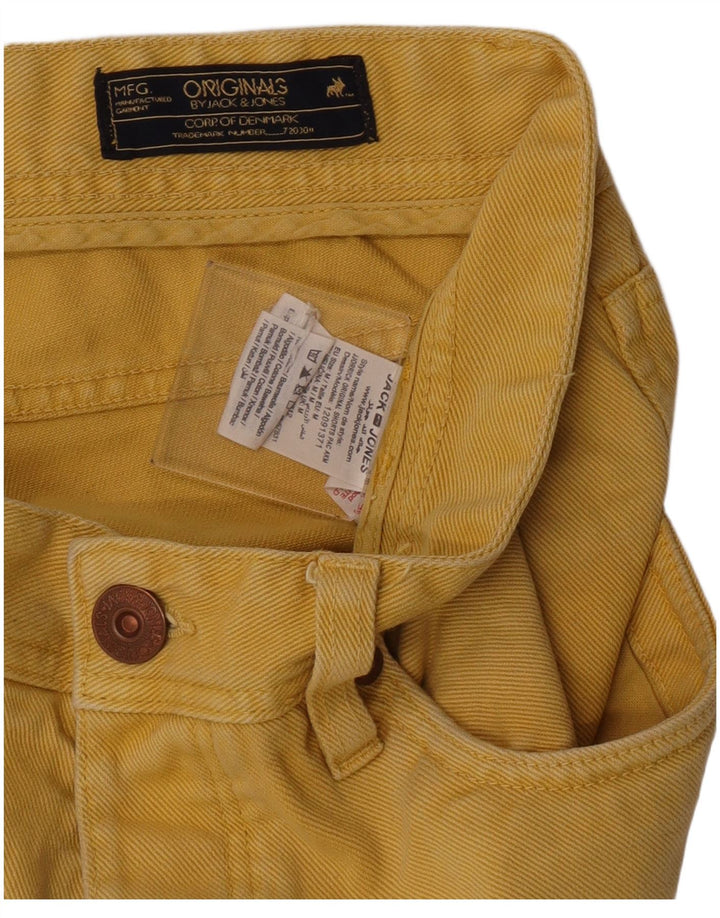 Jack & Jones Herren-Jeansshorts mit normaler Passform, Größe M, W32, gelbe Baumwolle