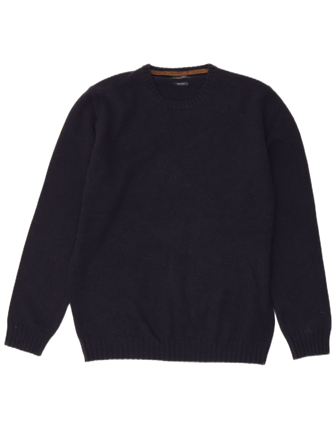 Massimo Dutti Herren-Pullover mit Rundhalsausschnitt, XL, Marineblau