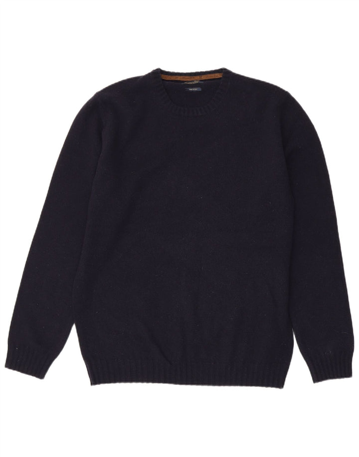 Massimo Dutti Herren-Pullover mit Rundhalsausschnitt, XL, Marineblau