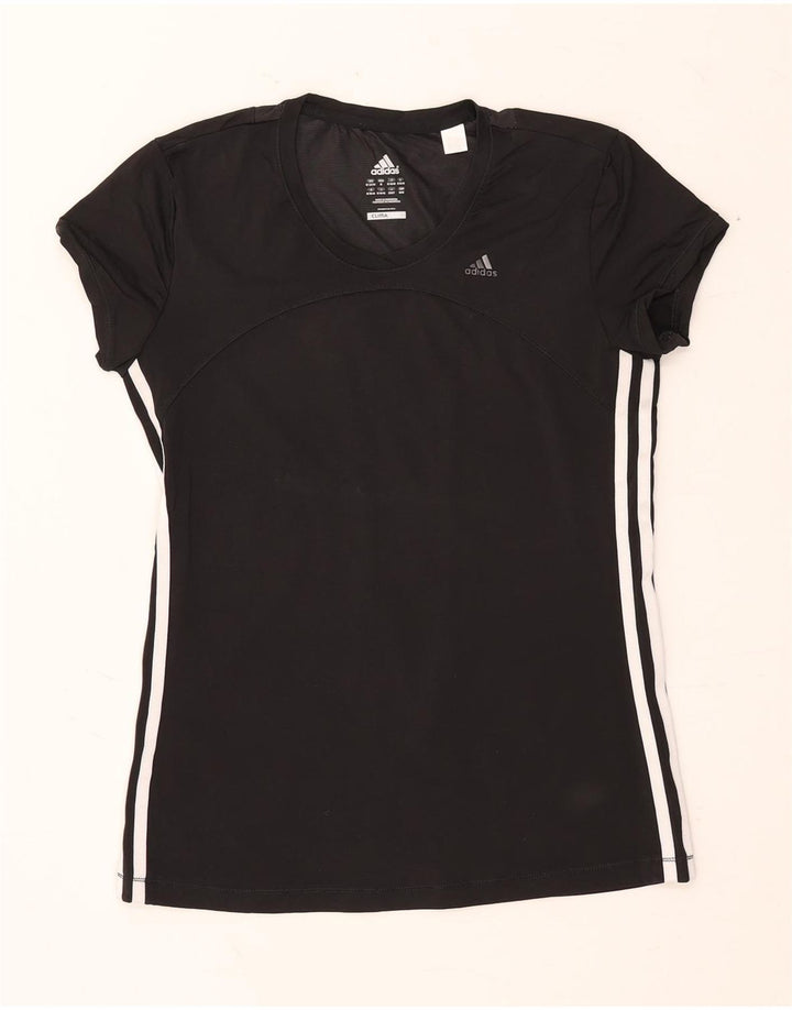 ADIDAS Damen Climacool T-Shirt Top UK 12/14 Medium Schwarz