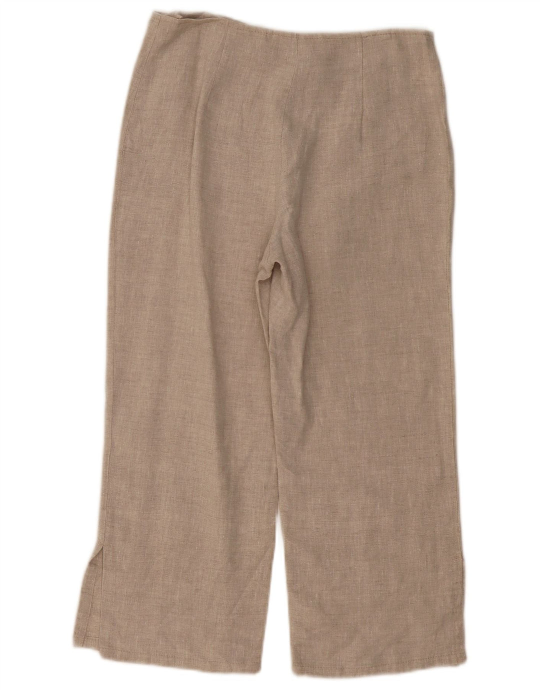 VINTAGE Gerade Caprihose für Damen UK 10 Small W30 L21 Beige Leinen