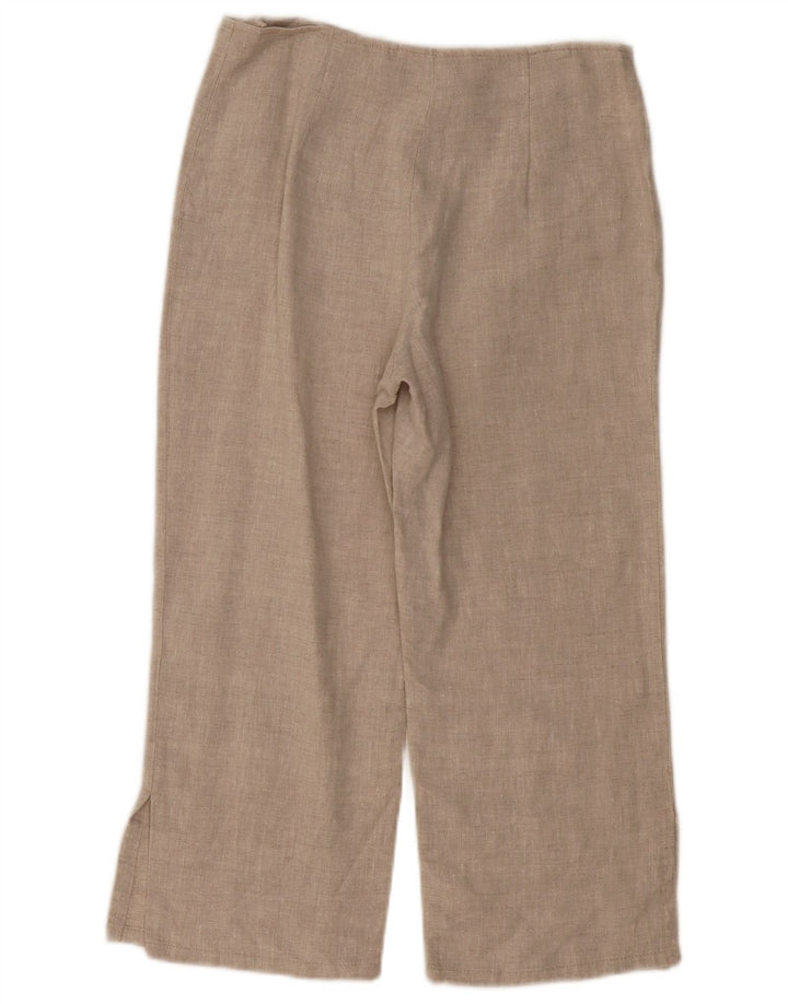 VINTAGE Gerade Caprihose für Damen UK 10 Small W30 L21 Beige Leinen