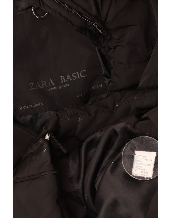 Zara Damen Wattierte Jacke UK 14 Medium Schwarz Polyester