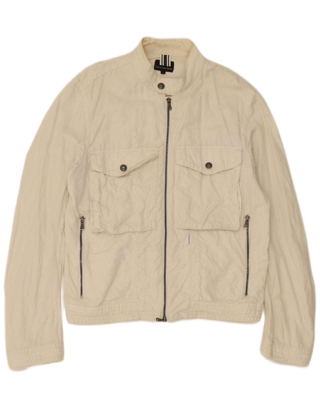 Calvin Klein Jeans Damen Utility-Jacke UK 16 Large Off White Cotton