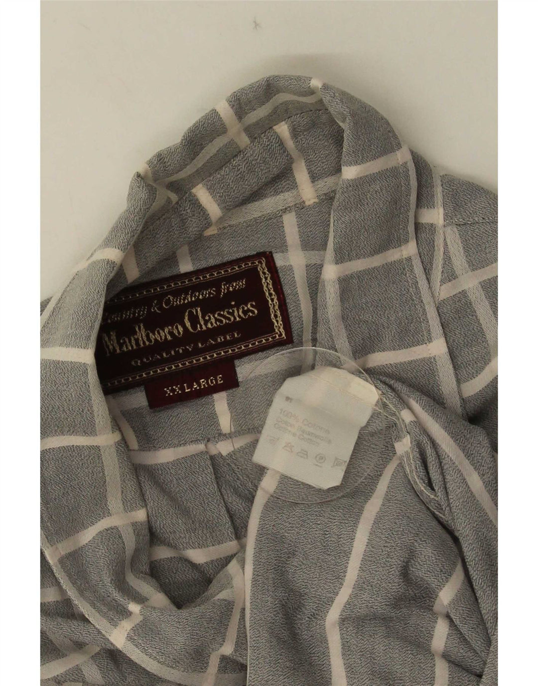 Marlboro Classics Herren Kurzarmhemd 2XL grau kariert Baumwolle