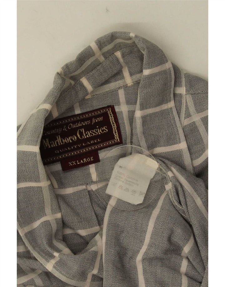 Marlboro Classics Herren Kurzarmhemd 2XL grau kariert Baumwolle