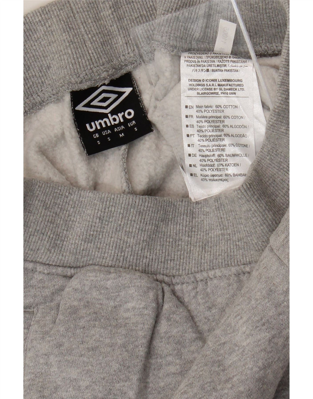UMBRO Herren-Trainingshose mit grafischem Schnitt, Größe S, Grau, Baumwolle