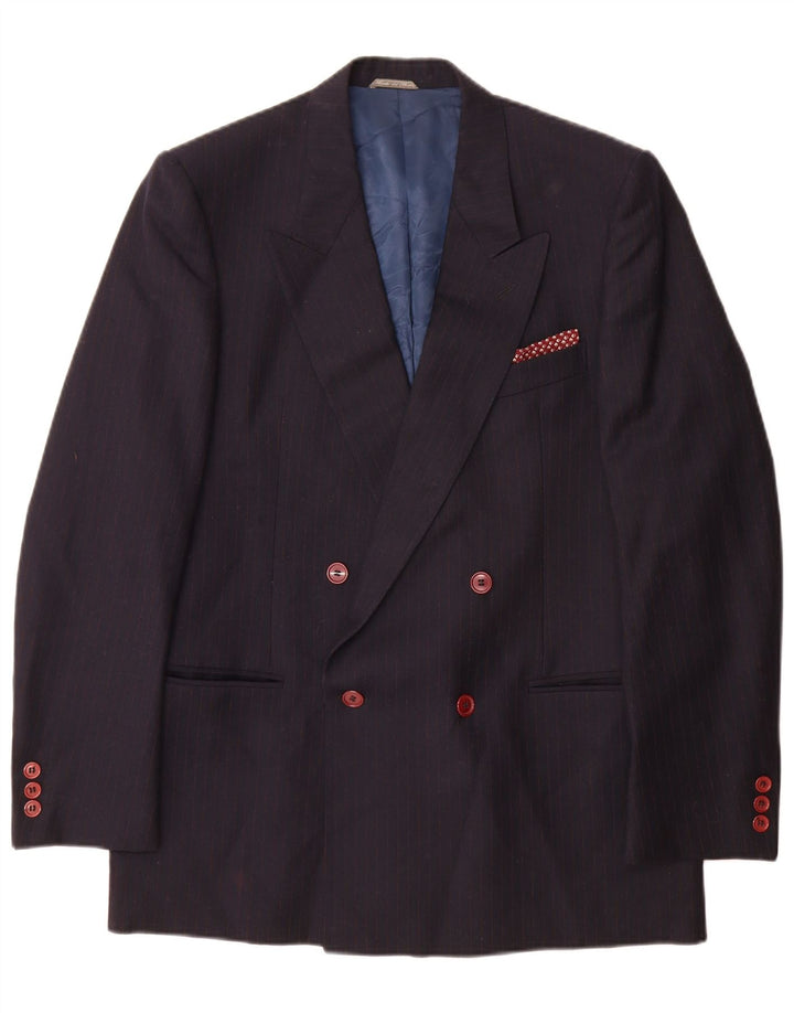 Vesmoda Herren-Blazer, zweireihig, Gr. 38, mittelblau, Nadelstreifen