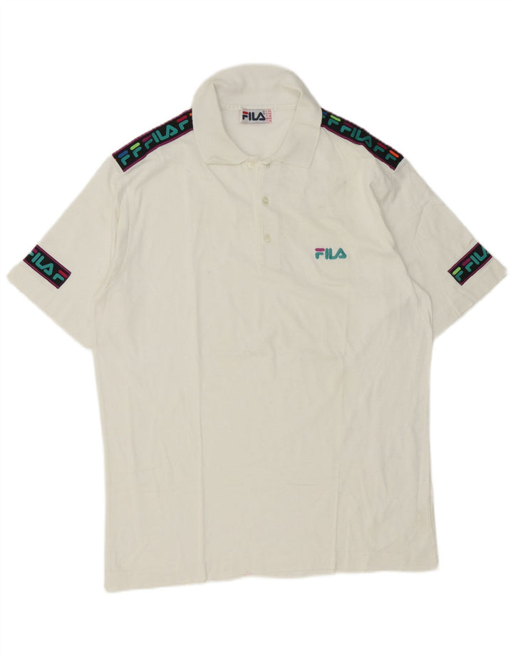 Fila Herren-Poloshirt mit Grafik, IT 50, mittelweiß, Colourblock-Baumwolle