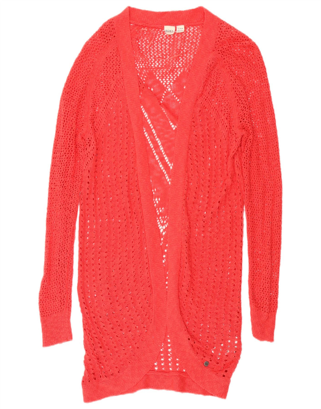 ROXY Damen-Longline-Häkel-Cardigan-Pullover UK 18 XL Rote Baumwolle
