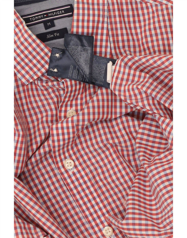 TOMMY HILFIGER Herren-Slim-Fit-Hemd aus mittelroter Gingham-Baumwolle